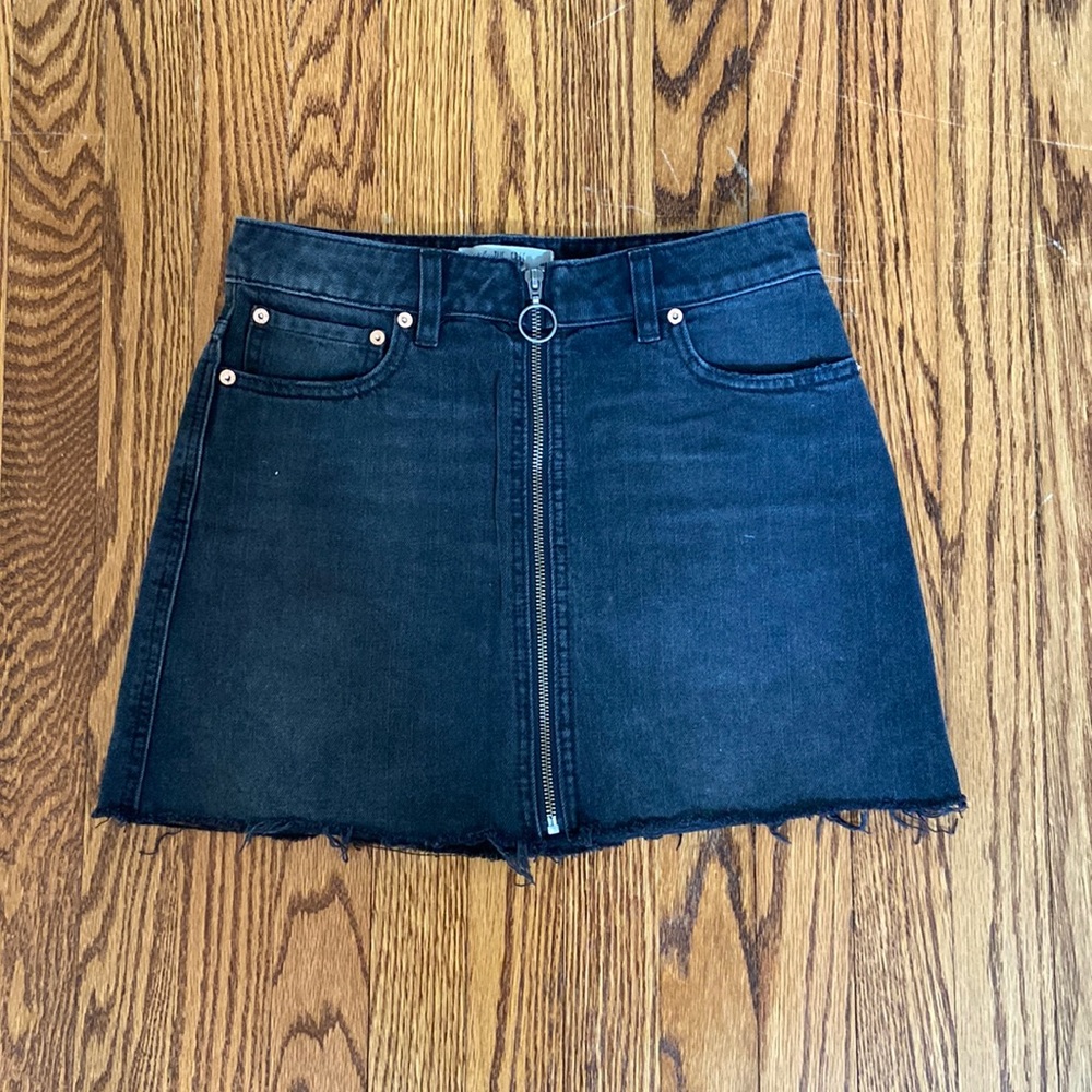 Free People black denim miniskirt